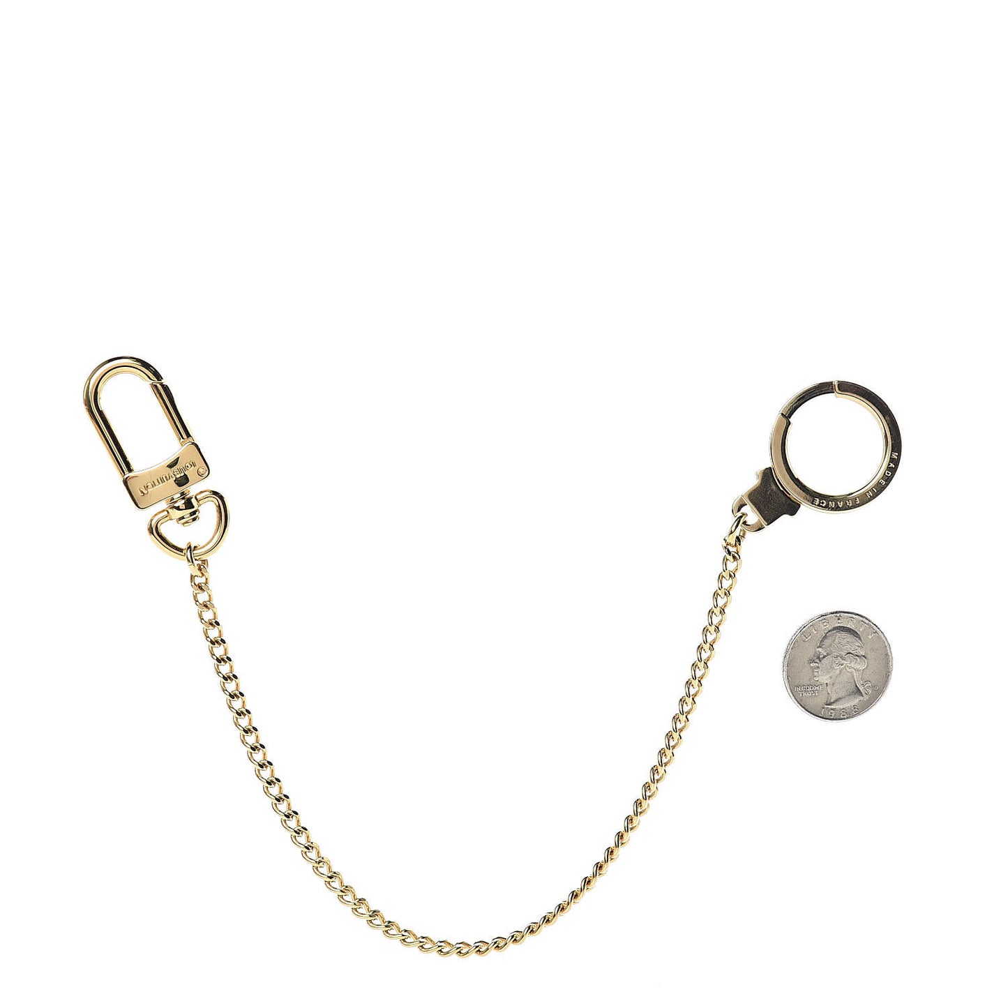 Metal Pochette Extender Key Ring Chain Gold