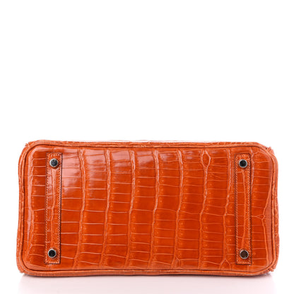 Hermes Shiny Porosus Crocodile Birkin 30 Orange 6 of 29
