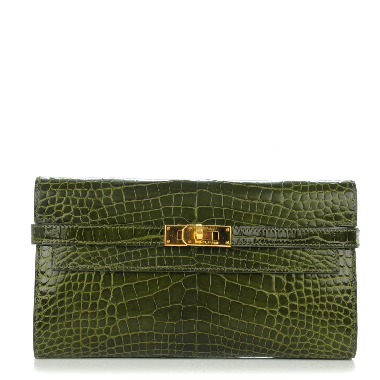 Shiny Alligator Kelly Longue Wallet Vert Veronese