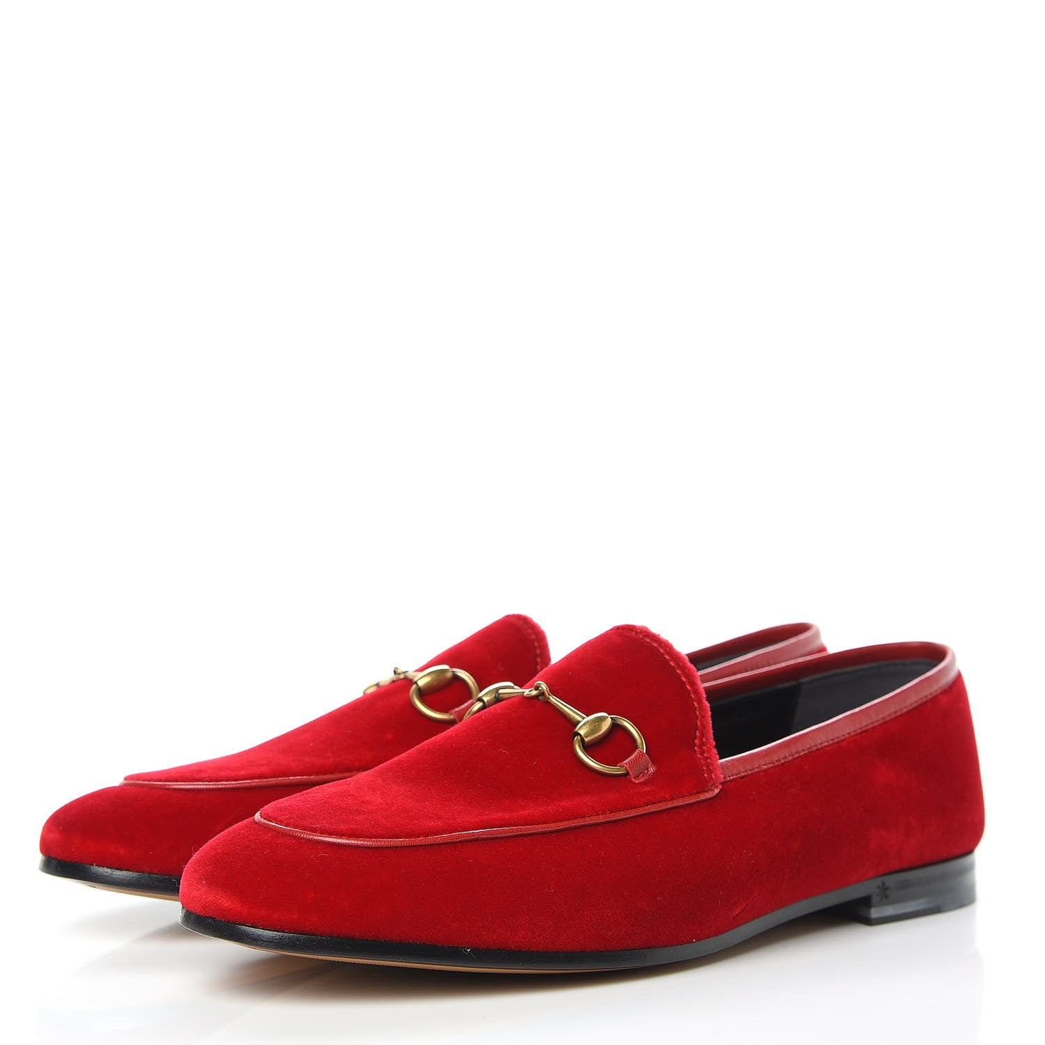 Gucci Velvet Horsebit Womens Jordaan Loafers 38.5 Hibiscus Red 3 of 9