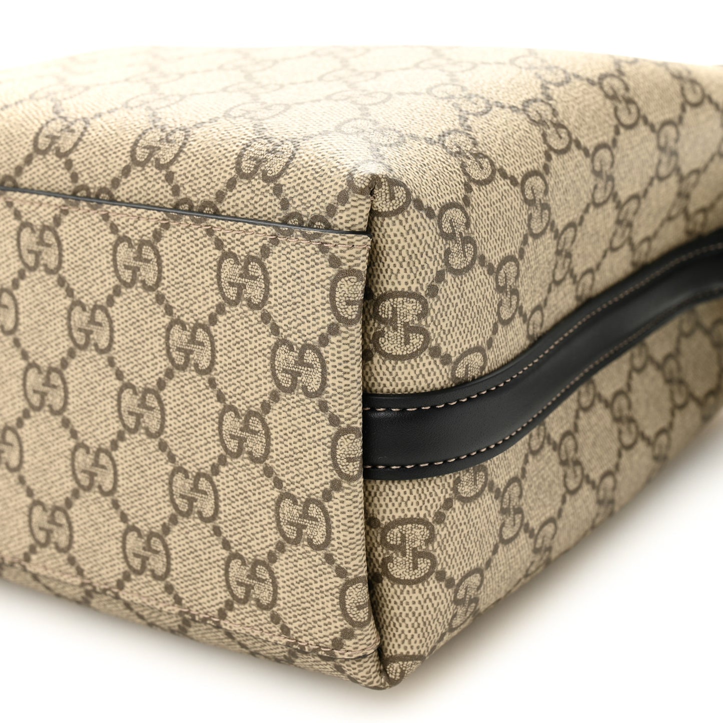 GG Supreme Monogram Emblem Mini Bucket Bag Beige Black