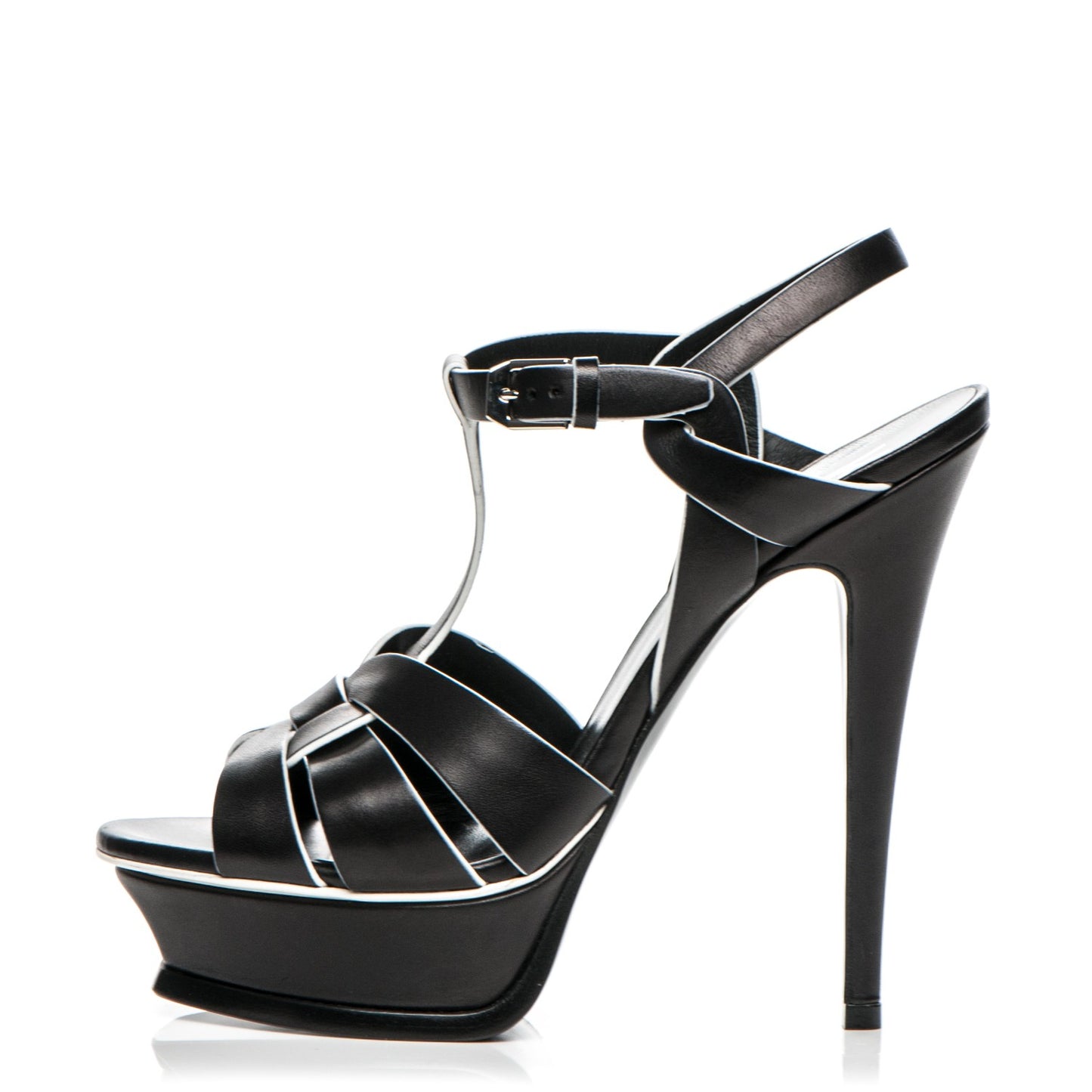 Calfskin Tribute 105 Platform Sandals 37 Black White
