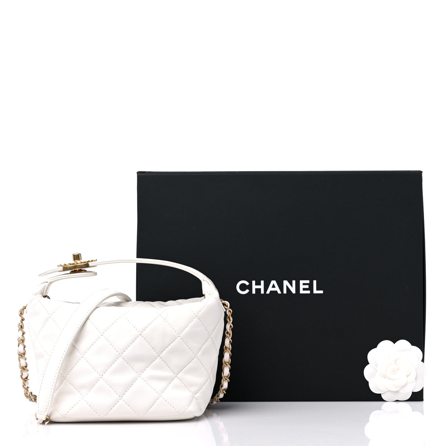Lambskin Quilted Small Perfect Meeting Hobo White