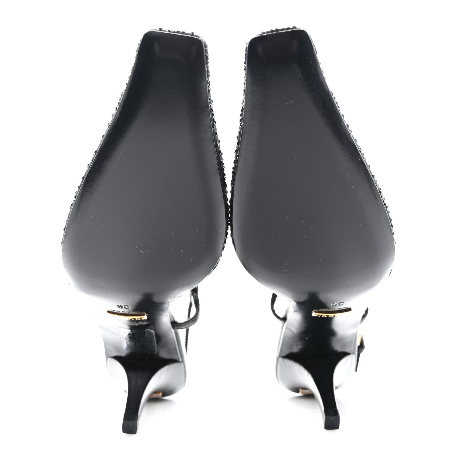 Gucci Moire Fabric Malaga Kid Crystal GG Monogram Square G 75mm Slingback Pumps 36 Black 5 of 10