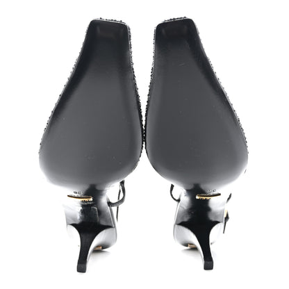 Gucci Moire Fabric Malaga Kid Crystal GG Monogram Square G 75mm Slingback Pumps 36 Black 5 of 10