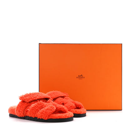 Hermes Woolskin Womens Chypre Sandals 35.5 Orange 8 of 8