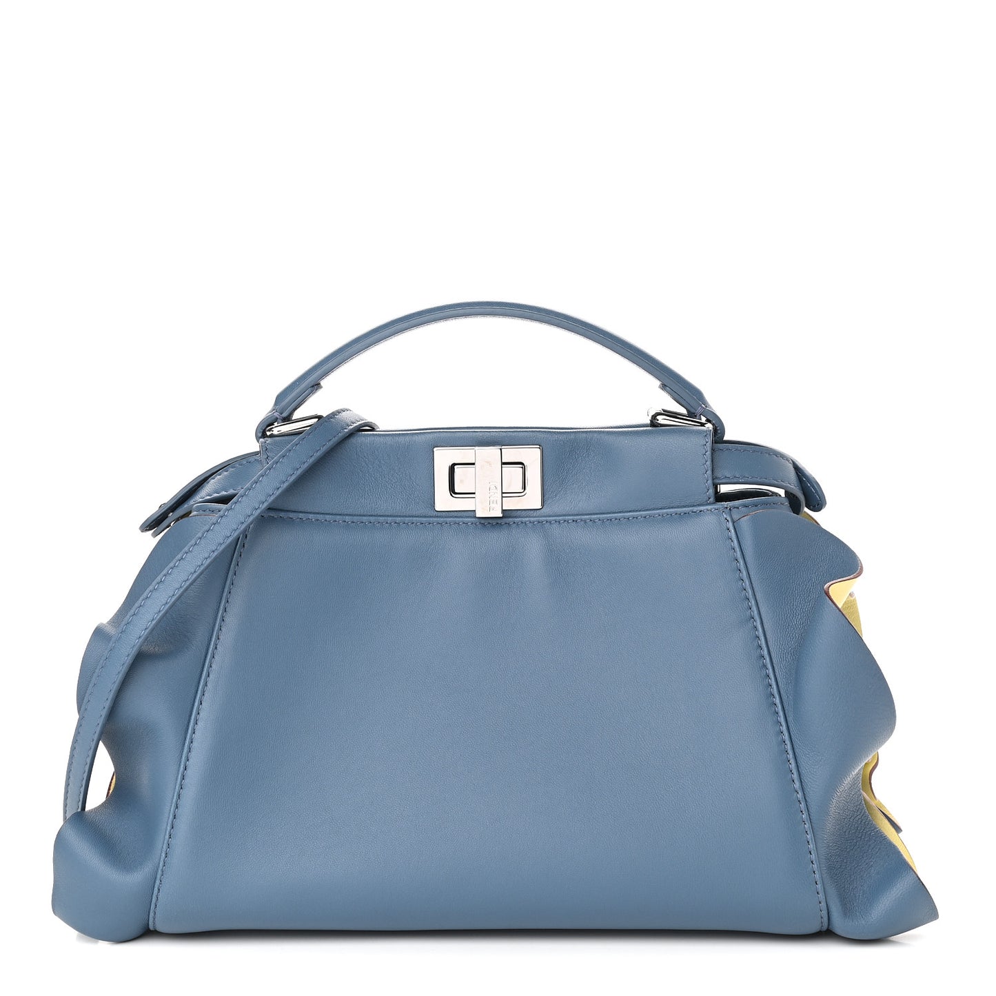 Nappa Bi-Color Mini Waves Peekaboo Iconic Satchel Ceruleo Banana