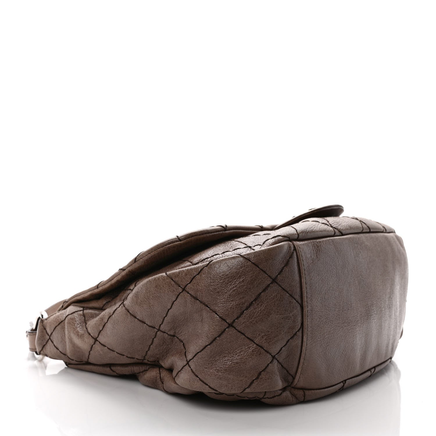 Chanel Glazed Calfskin Stitched XL On The Road Flap Brown 4 of 11