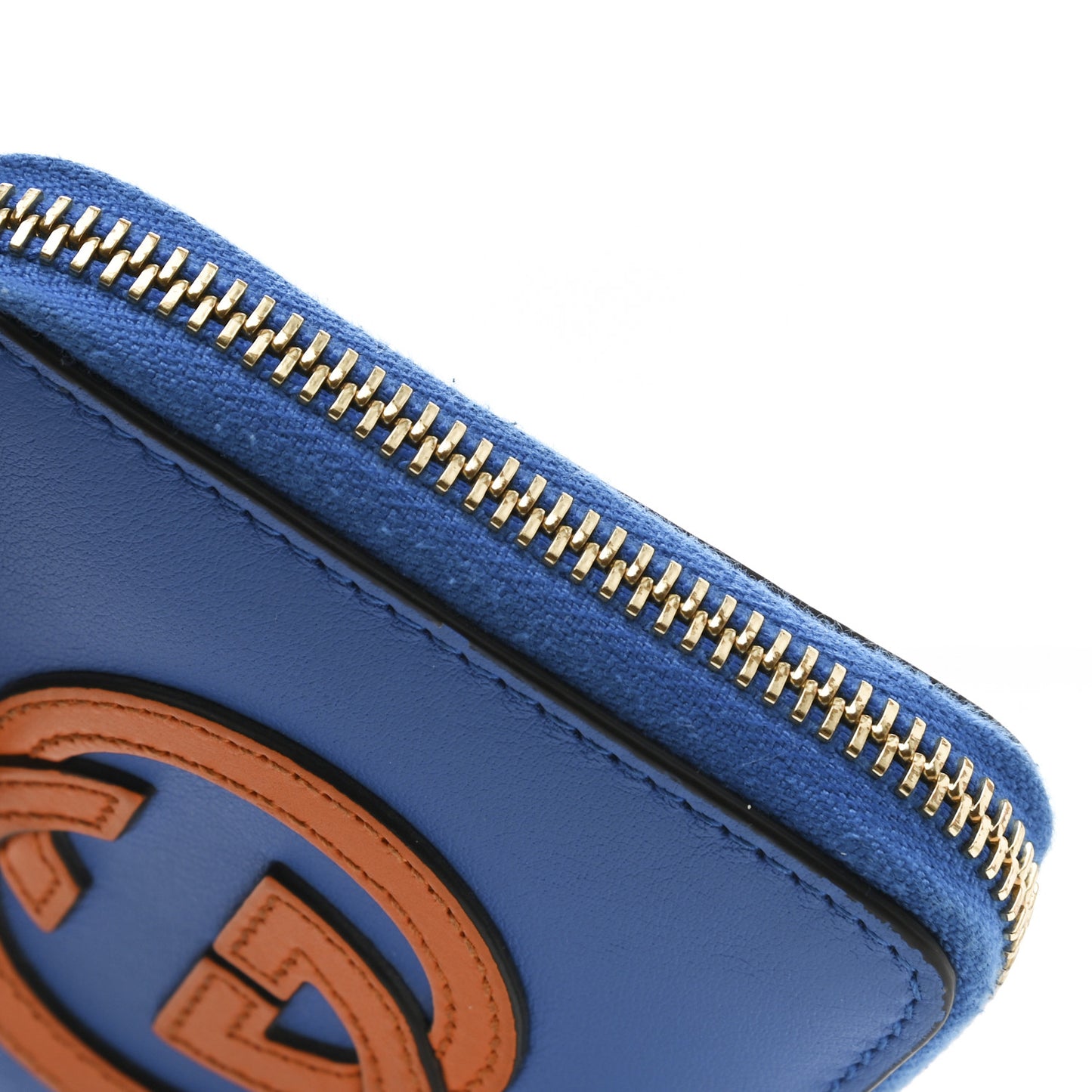 Vitello Eclipse Interlocking G Zip Around Card Case Wallet Bright Splash Carrot Orange