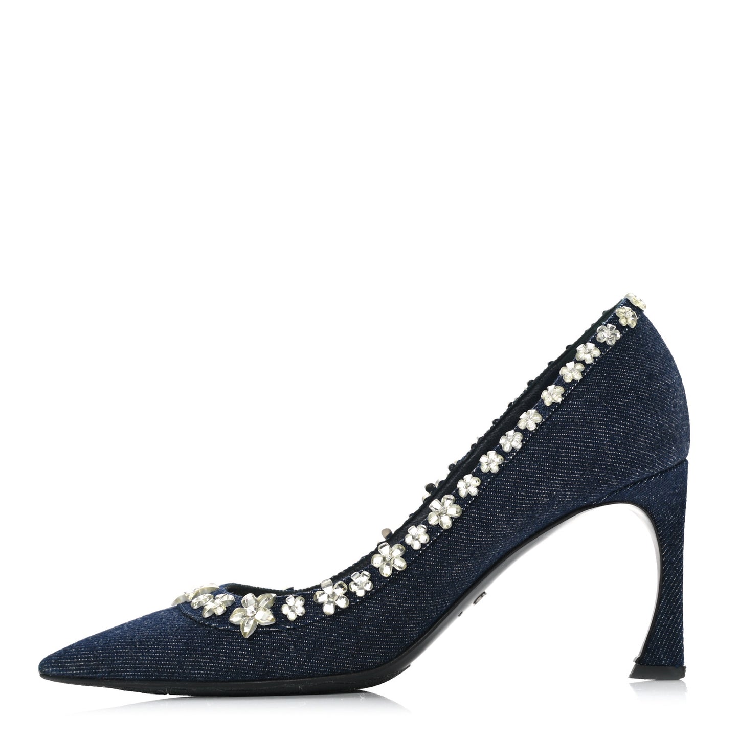 Denim Crystal Garland Pumps 36 Blue Fonce