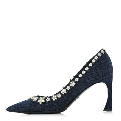 Christian Dior Denim Crystal Garland Pumps 36 Blue Fonce 1 of 9