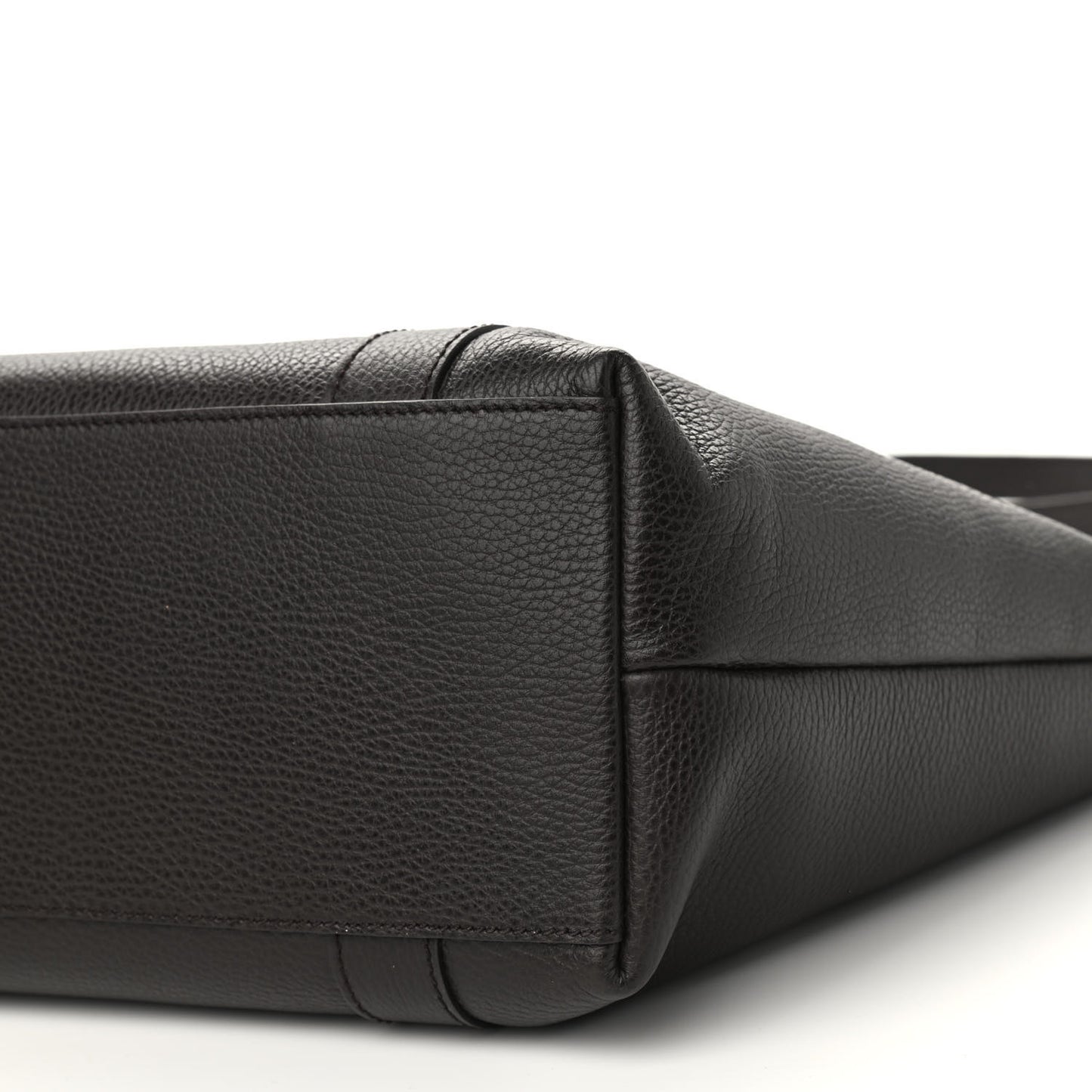 Calfskin Bamboo Top Handle Tote Dark Brown