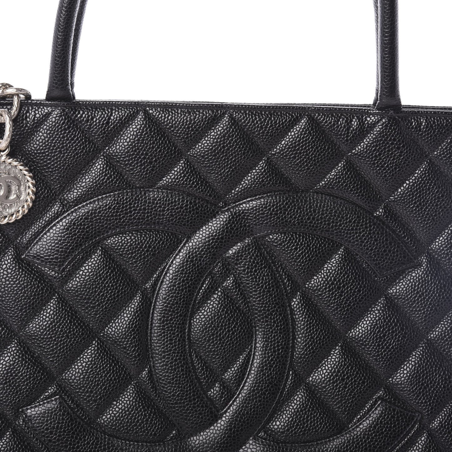 Caviar Quilted Medallion Tote Black