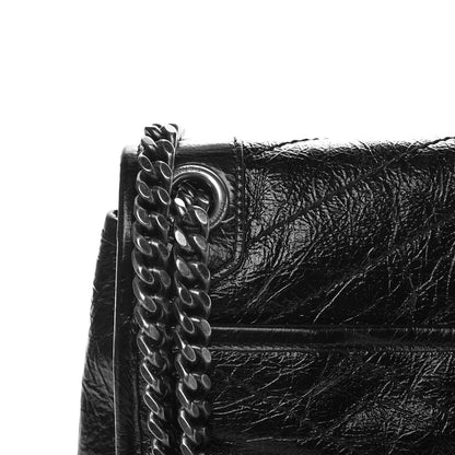 Saint Laurent Crinkled Calfskin Matelasse Monogram Medium Niki Chain Satchel Black 11 of 12