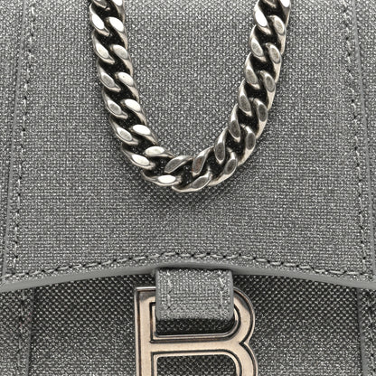 Balenciaga Glitter Fabric Hourglass Top Handle Bag Mini with Chain Grey 7 of 9