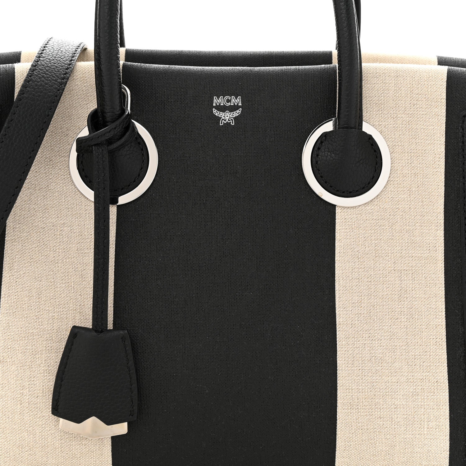 MCM Canvas Neo Milla Tote Black White 7 of 10