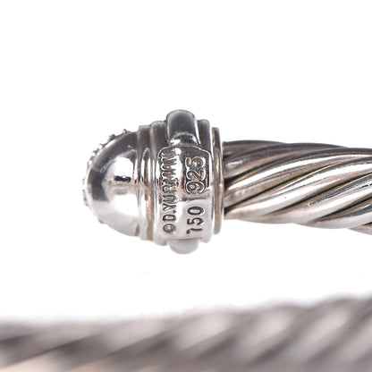 David Yurman Sterling Silver 18K White Gold Pave Diamond 7mm Cable Classics Bracelet M 5 of 5