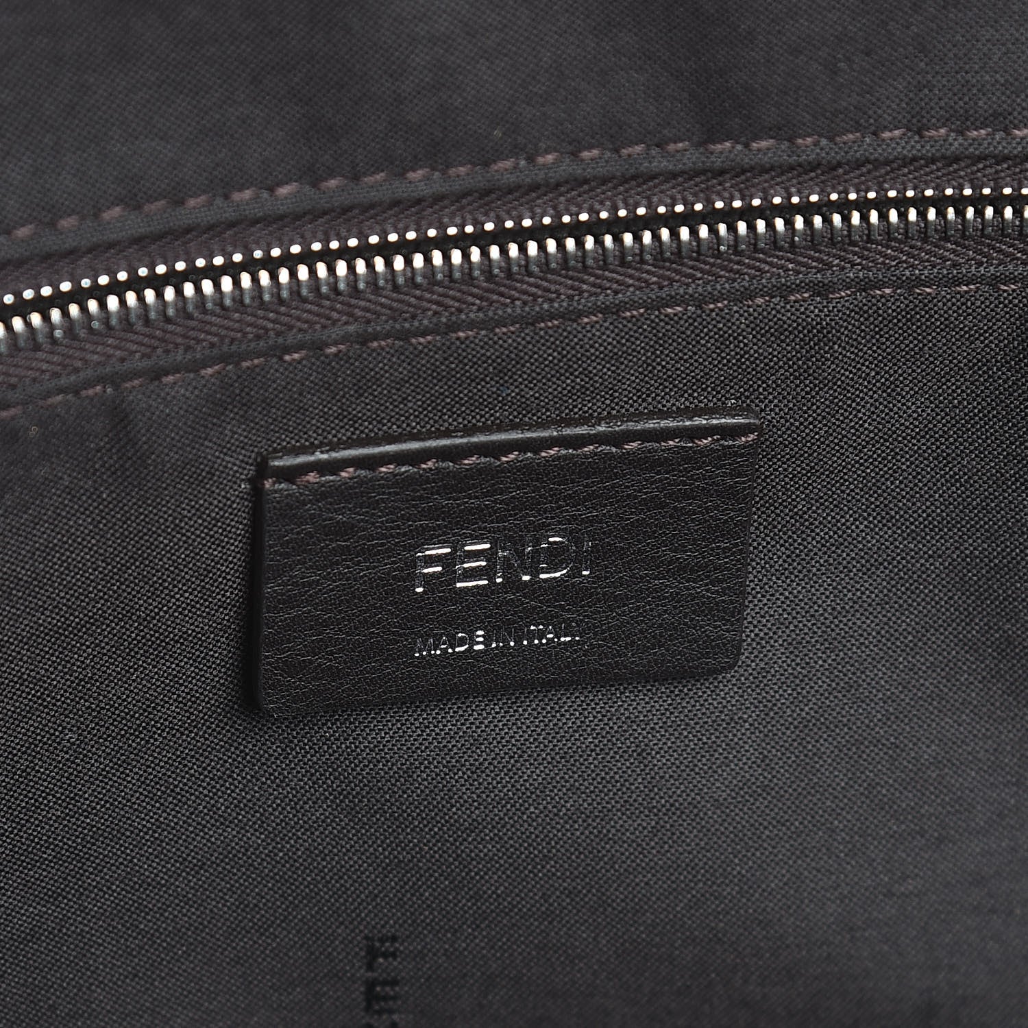 Fendi Glazed Fabric Vitello Century FF 1974 Stamp Patch Shopping Tote Mogano Panna Black 6 of 7