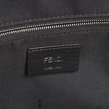 Fendi Glazed Fabric Vitello Century FF 1974 Stamp Patch Shopping Tote Mogano Panna Black 6 of 7