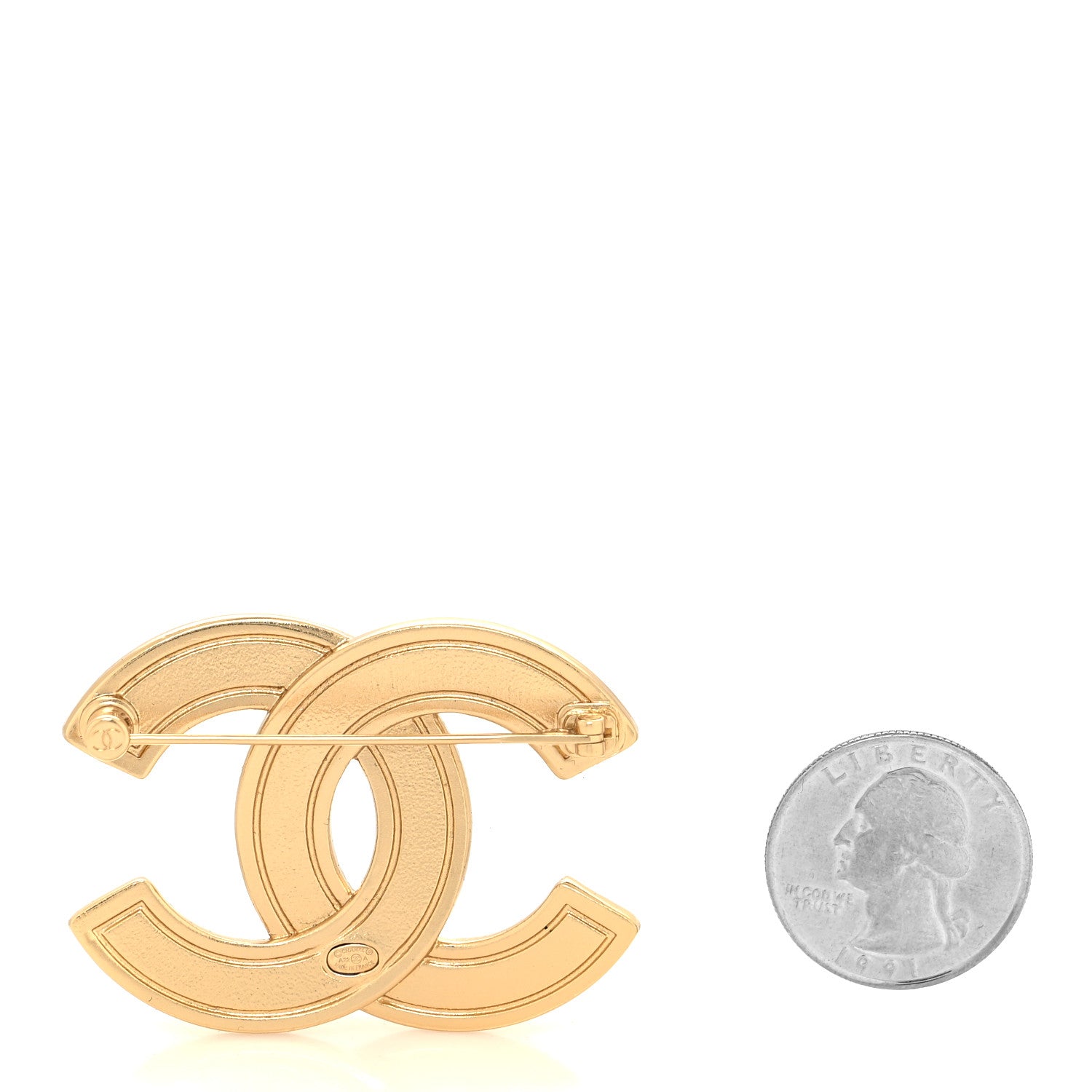 Chanel Metal Pearl CC Brooch Gold 2 of 3