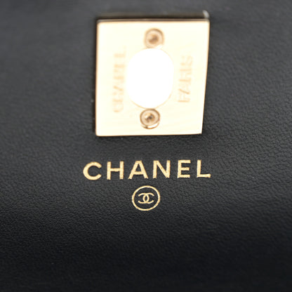 Chanel Lambskin Quilted Strass Studded CC Wallet on Chain WOC Black 7 of 12