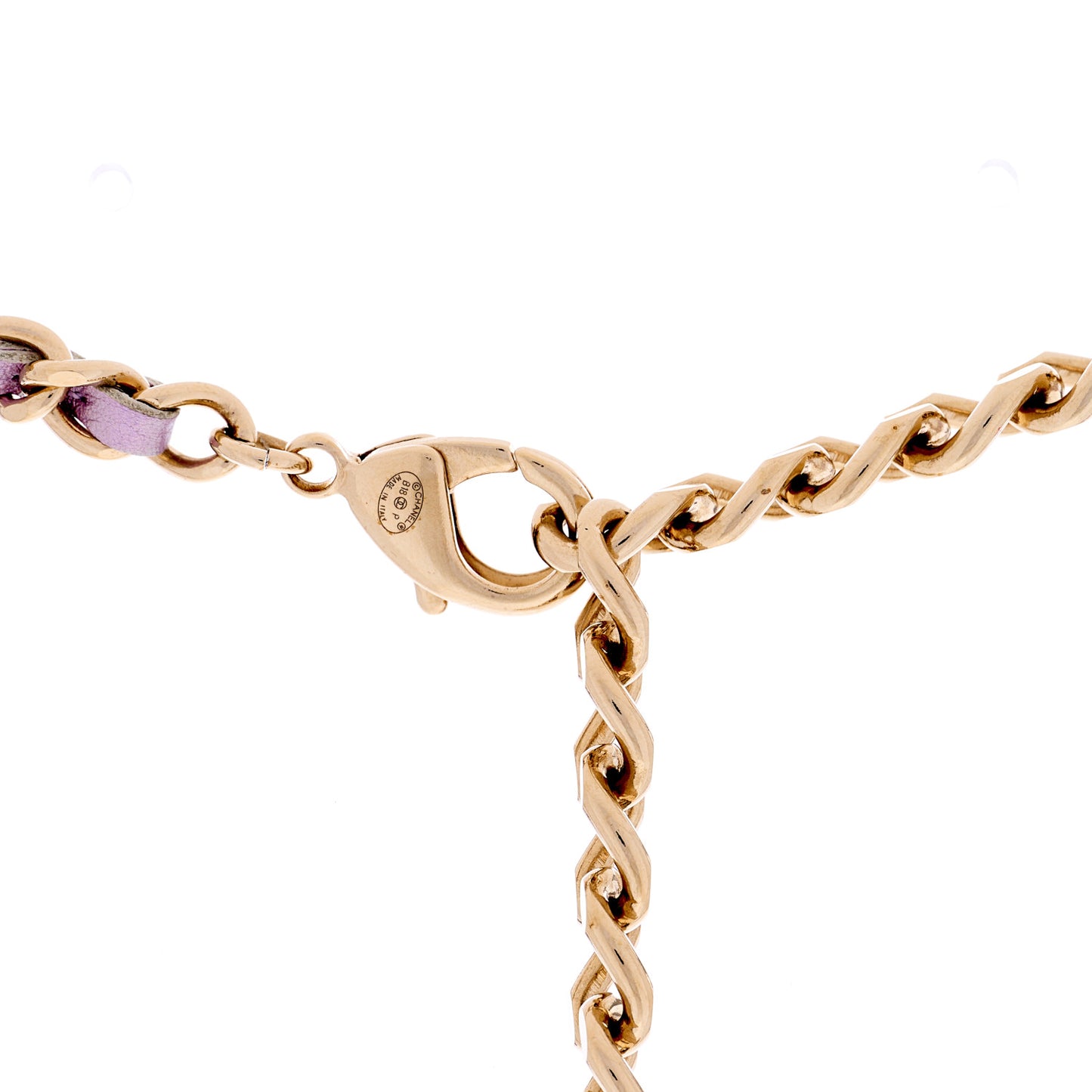 Metal Lambskin Chain CC Lock Choker Necklace Lilac