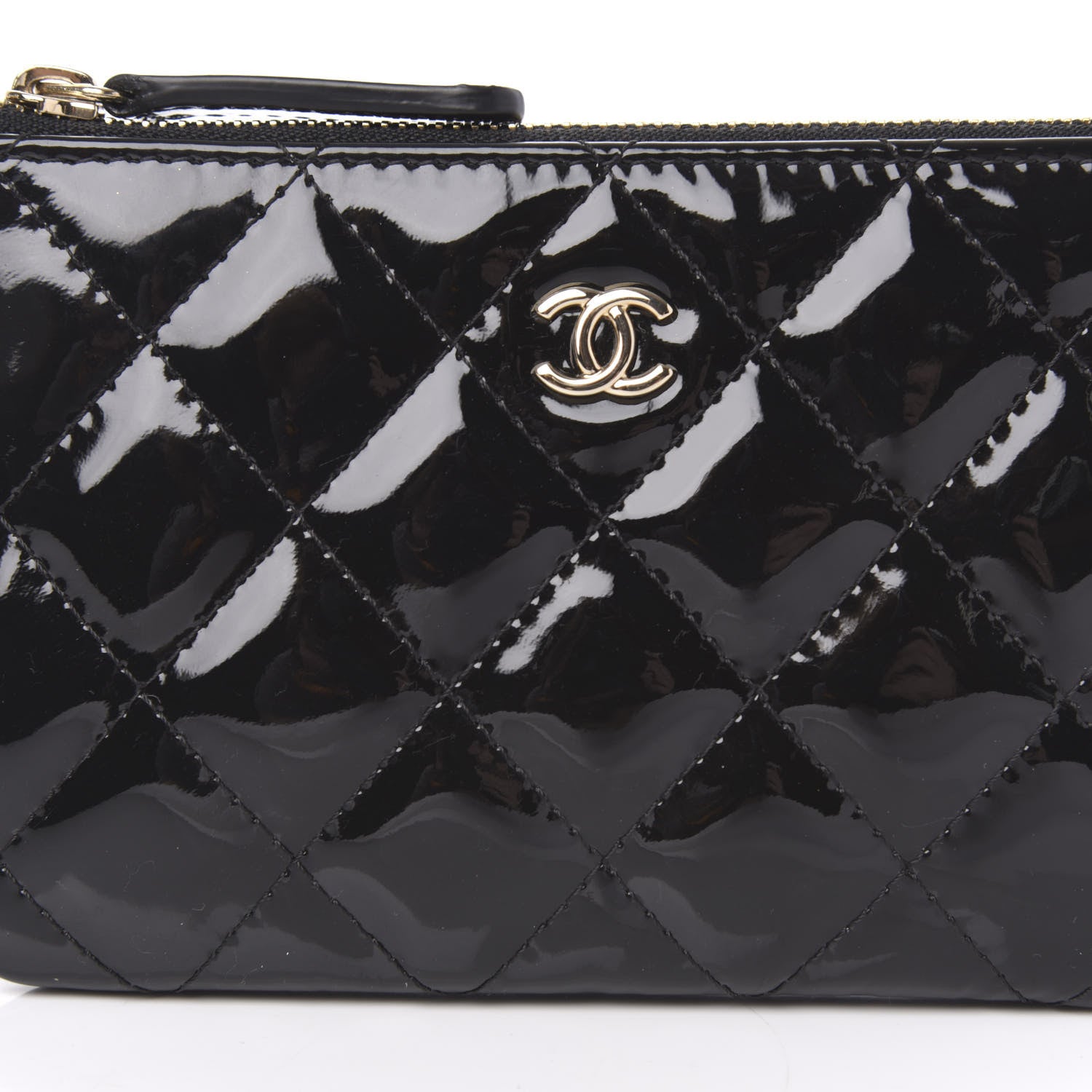 Chanel Patent Quilted Small Cosmetic Case Black 10 of 11