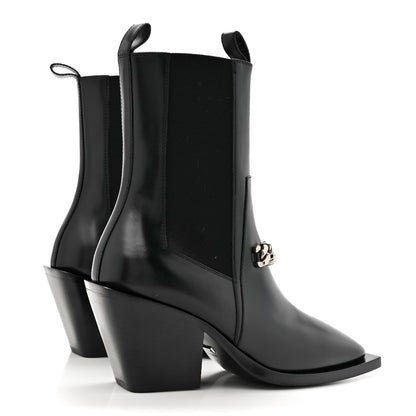 Gucci New Waxed Calfskin Chain Square Toe Boots 35.5 Black 4 of 10