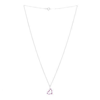 Tiffany Platinum Diamond Pink Sapphire Mini Heart Pendant Necklace 3 of 7