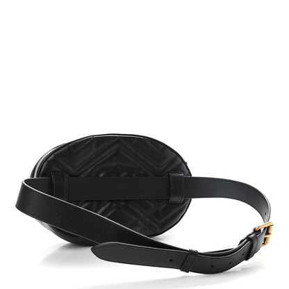 Gucci Calfskin Matelasse Animal Studs GG Marmont Belt Bag 85 34 Black 3 of 10