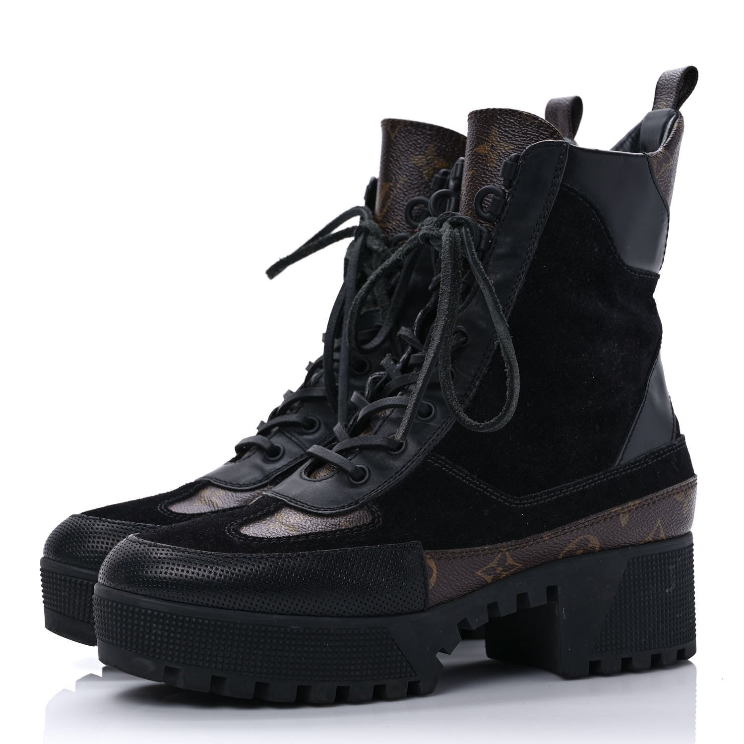 Louis Vuitton Suede Calfskin Monogram Laureate Platform Desert Boots 40 Black 3 of 10