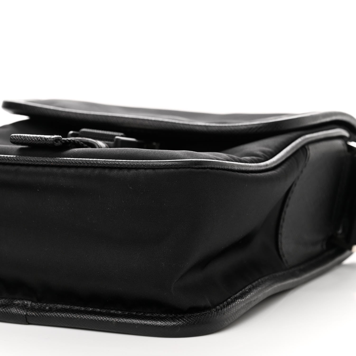Prada Tessuto Nylon Saffiano Logo Messenger Bag Black 10 of 11
