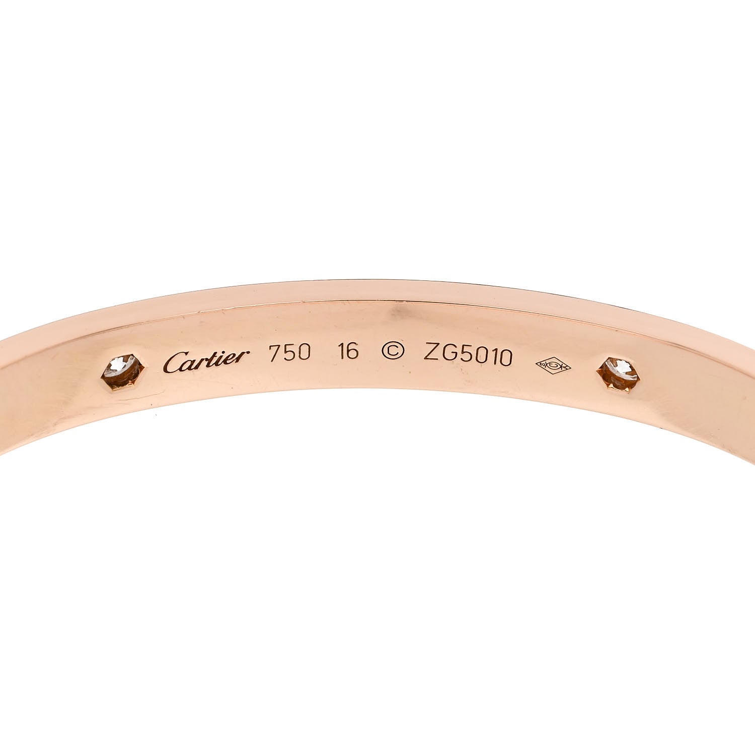 Cartier 18K Pink Gold 4 Diamond LOVE Bracelet 16 8 of 9