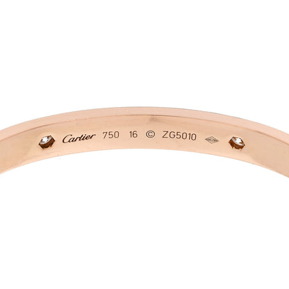 Cartier 18K Pink Gold 4 Diamond LOVE Bracelet 16 8 of 9