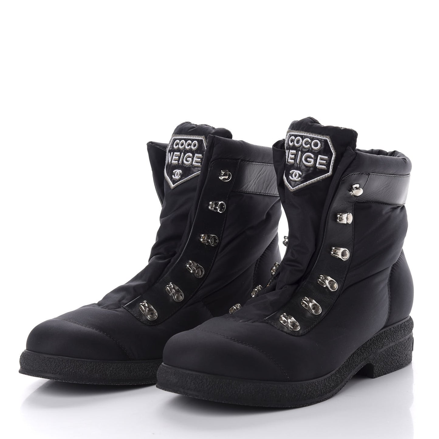 Nylon Calfskin Womens Coco Neige Short Boots 39.5 Black