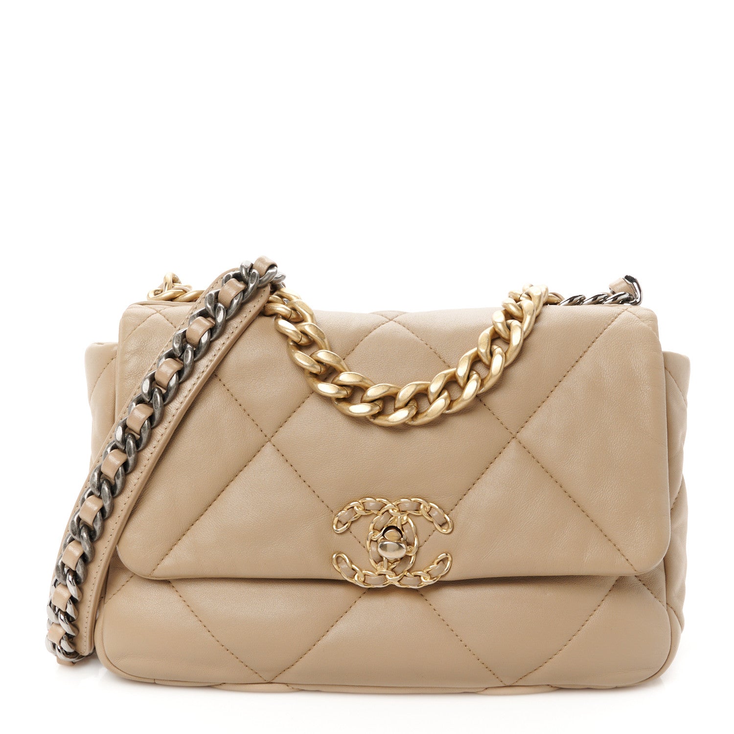 Chanel Lambskin Quilted Medium Chanel 19 Flap Dark Beige 1 of 10