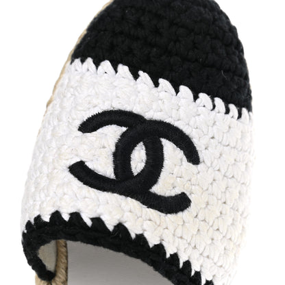 Chanel Braided Knit Cap Toe CC Ankle Strap Espadrilles 38 White Black 9 of 9