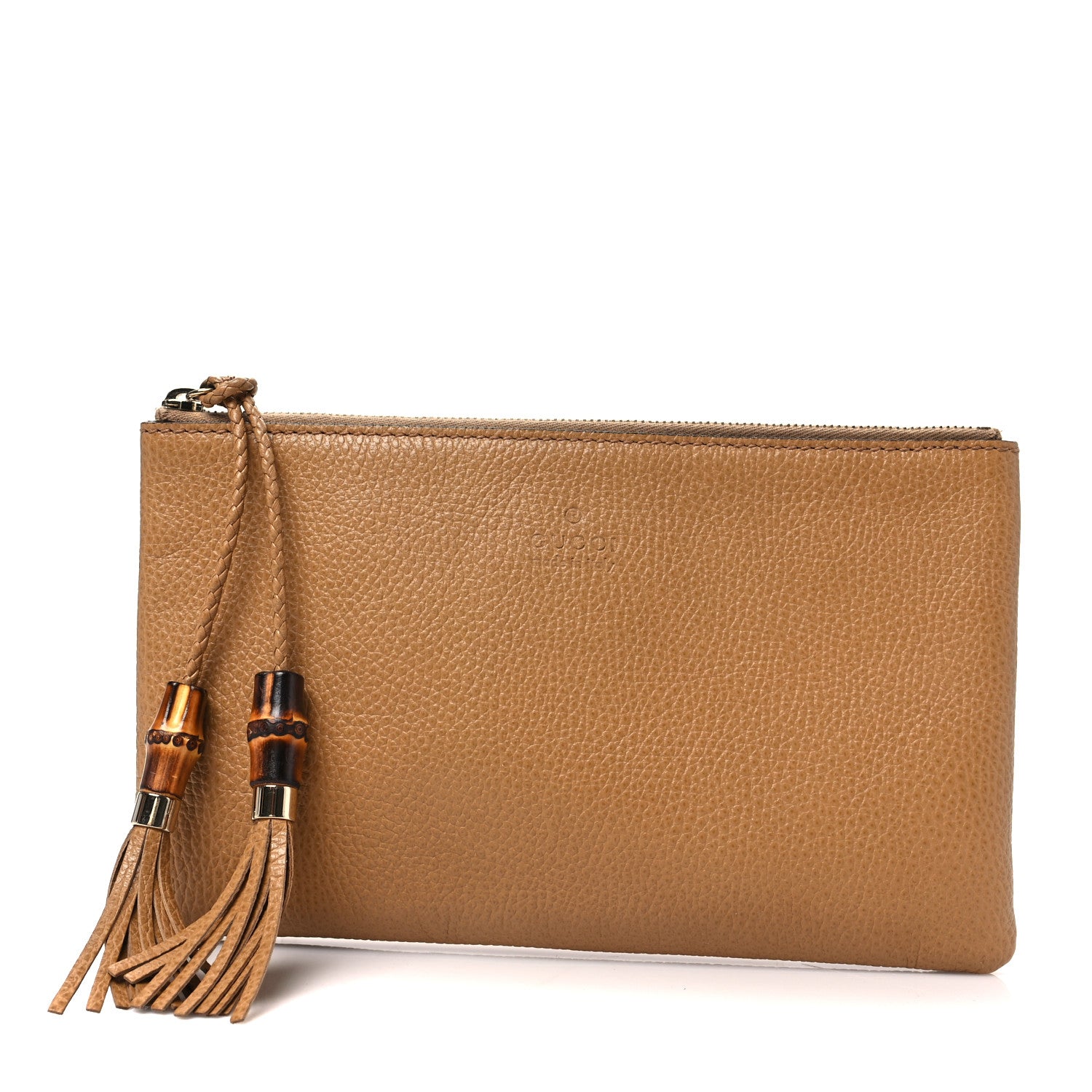 Gucci Calfskin Large Bamboo Clutch Brown 1 of 9