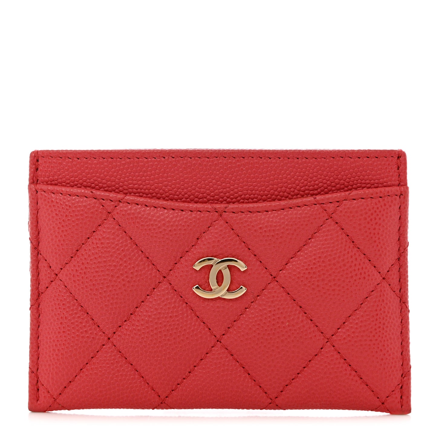 Caviar Quilted Card Holder Dark Pink