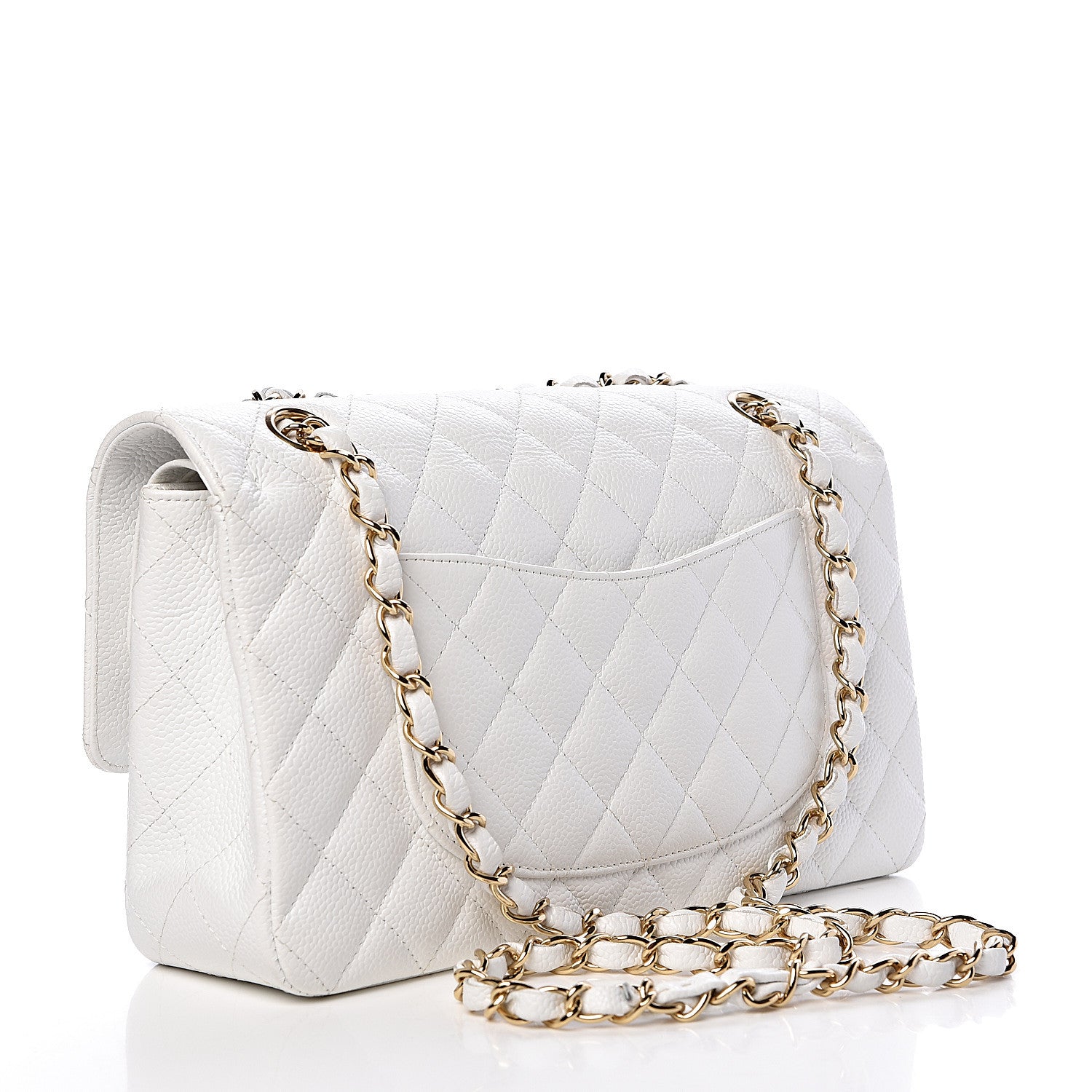 Chanel Caviar Quilted Medium Double Flap White 3 of 15