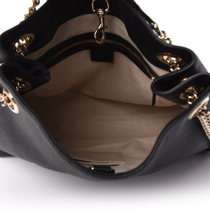 Gucci Pebbled Calfskin Medium Soho Chain Shoulder Bag Black 5 of 9