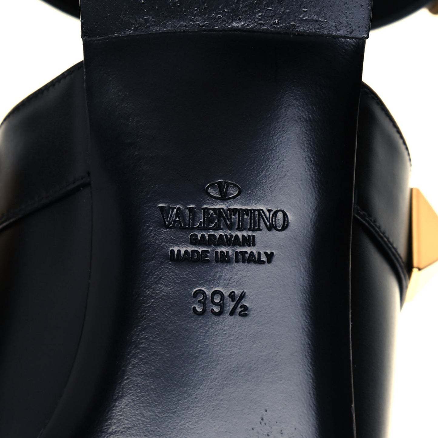 Calfskin Roman Stud Ankle Strap Flat Mules 39.5 Black