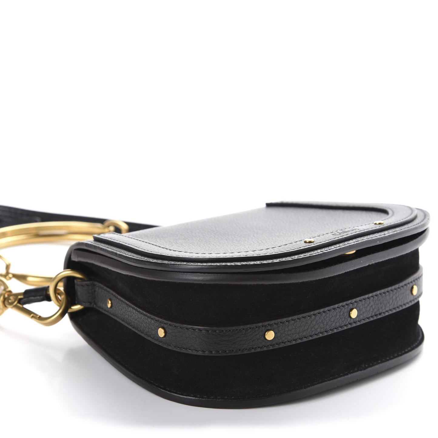 Calfskin Suede Small Nile Bracelet Bag Black