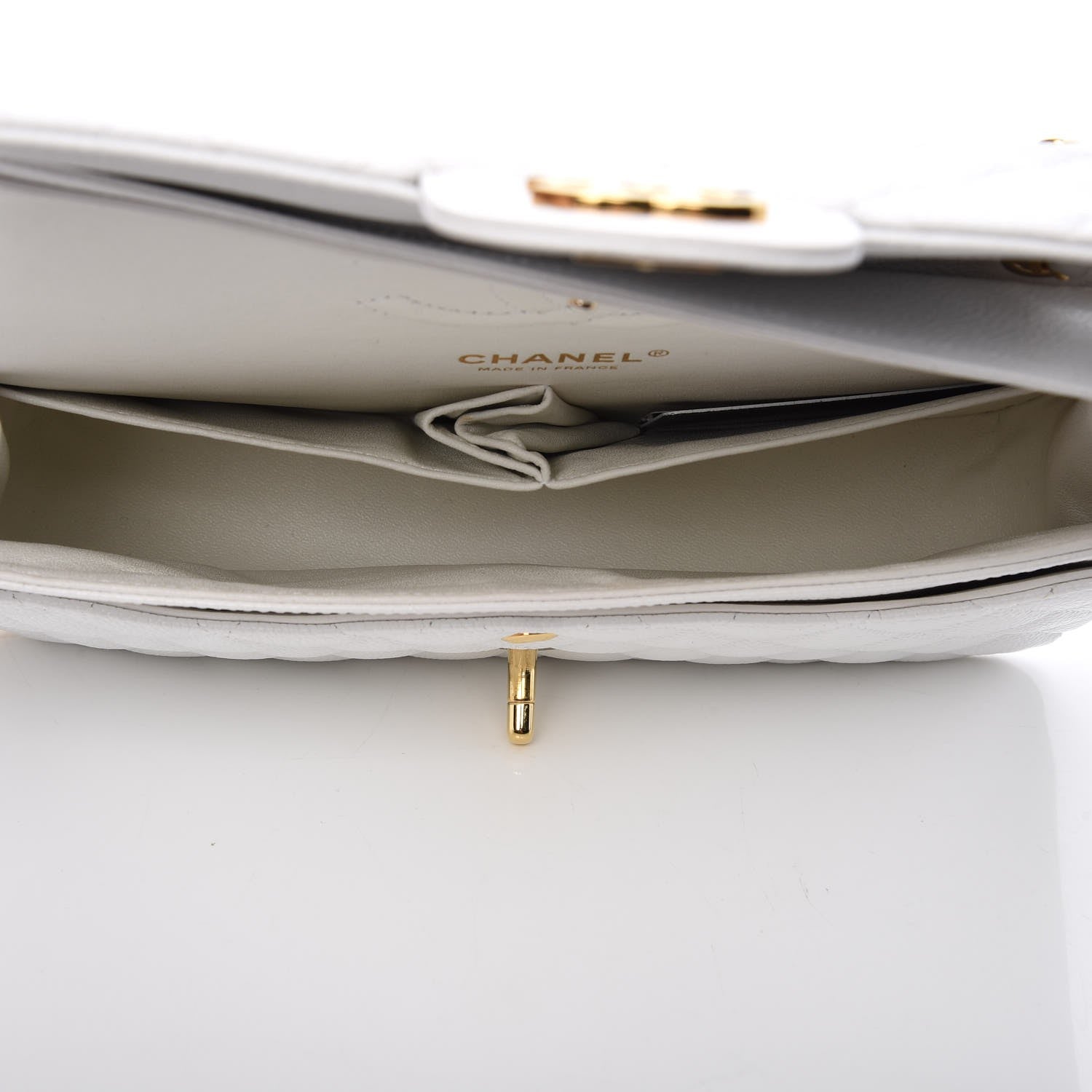 Chanel Caviar Quilted Medium Double Flap White 7 of 8