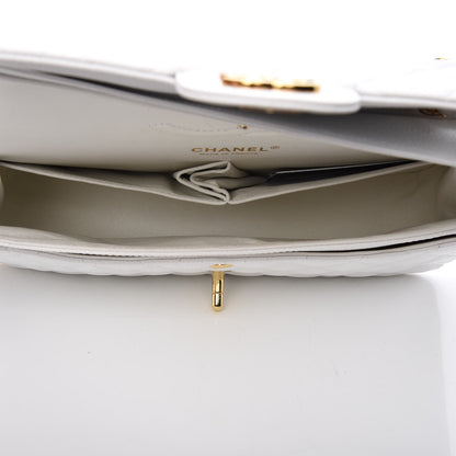 Chanel Caviar Quilted Medium Double Flap White 7 of 8