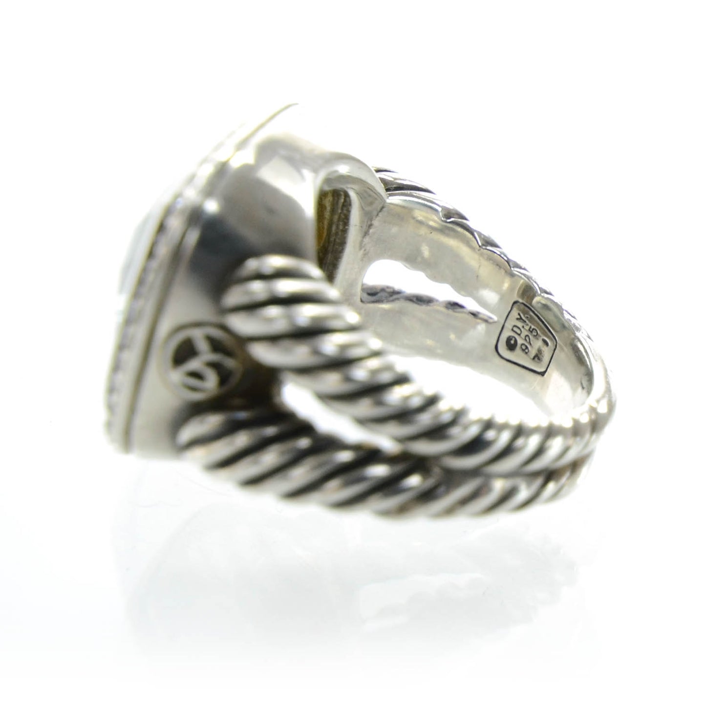 Sterling Silver Diamond Prasiolite 14mm Albion Ring 54 7