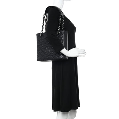 Chanel Caviar Quilted Petit Shopping Tote PST Black 2 of 10