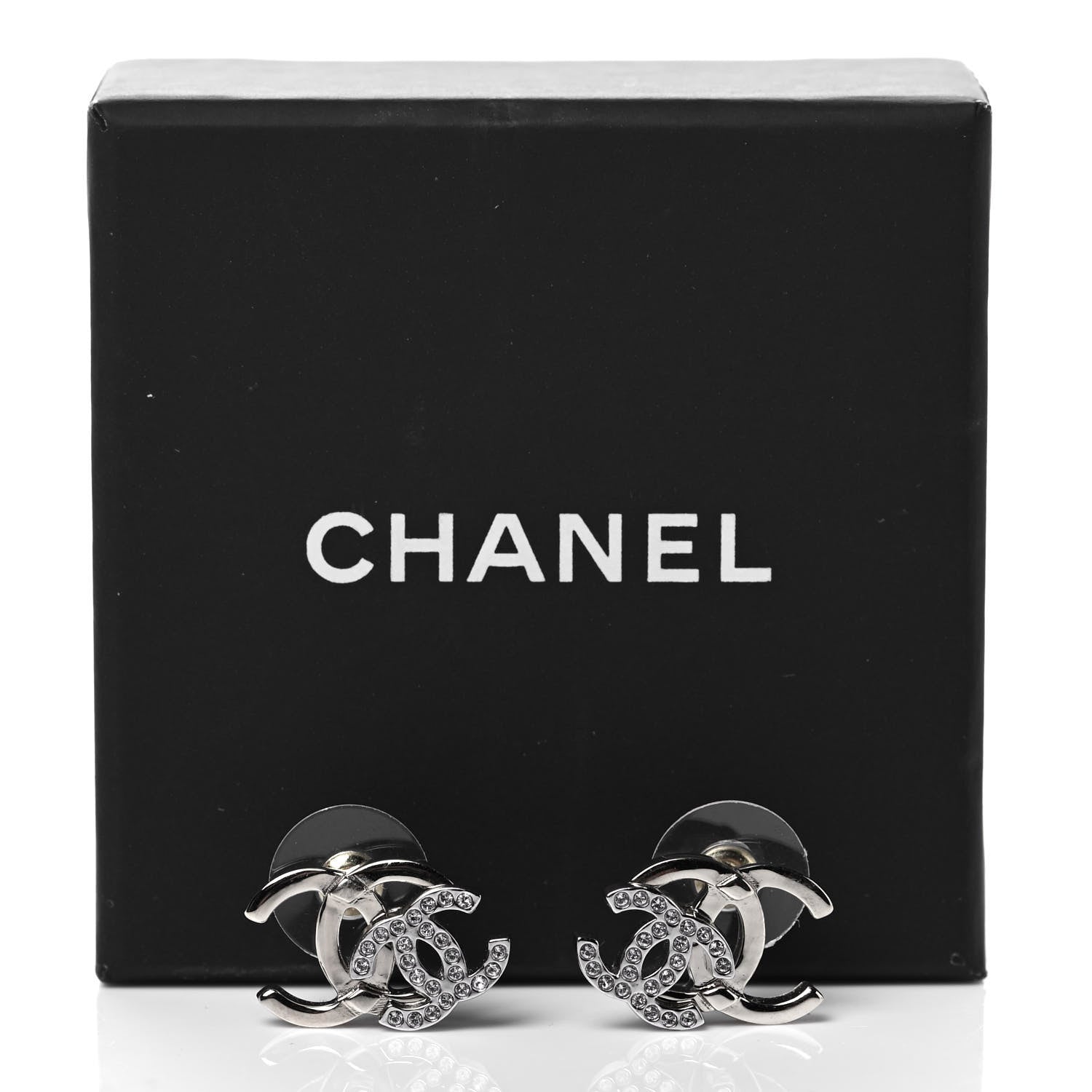 Chanel Crystal Double CC Earrings Gold Silver 5 of 5