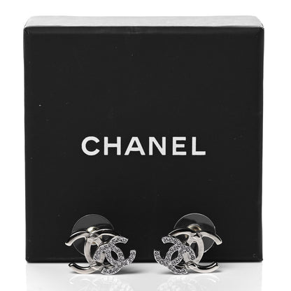 Chanel Crystal Double CC Earrings Gold Silver 5 of 5