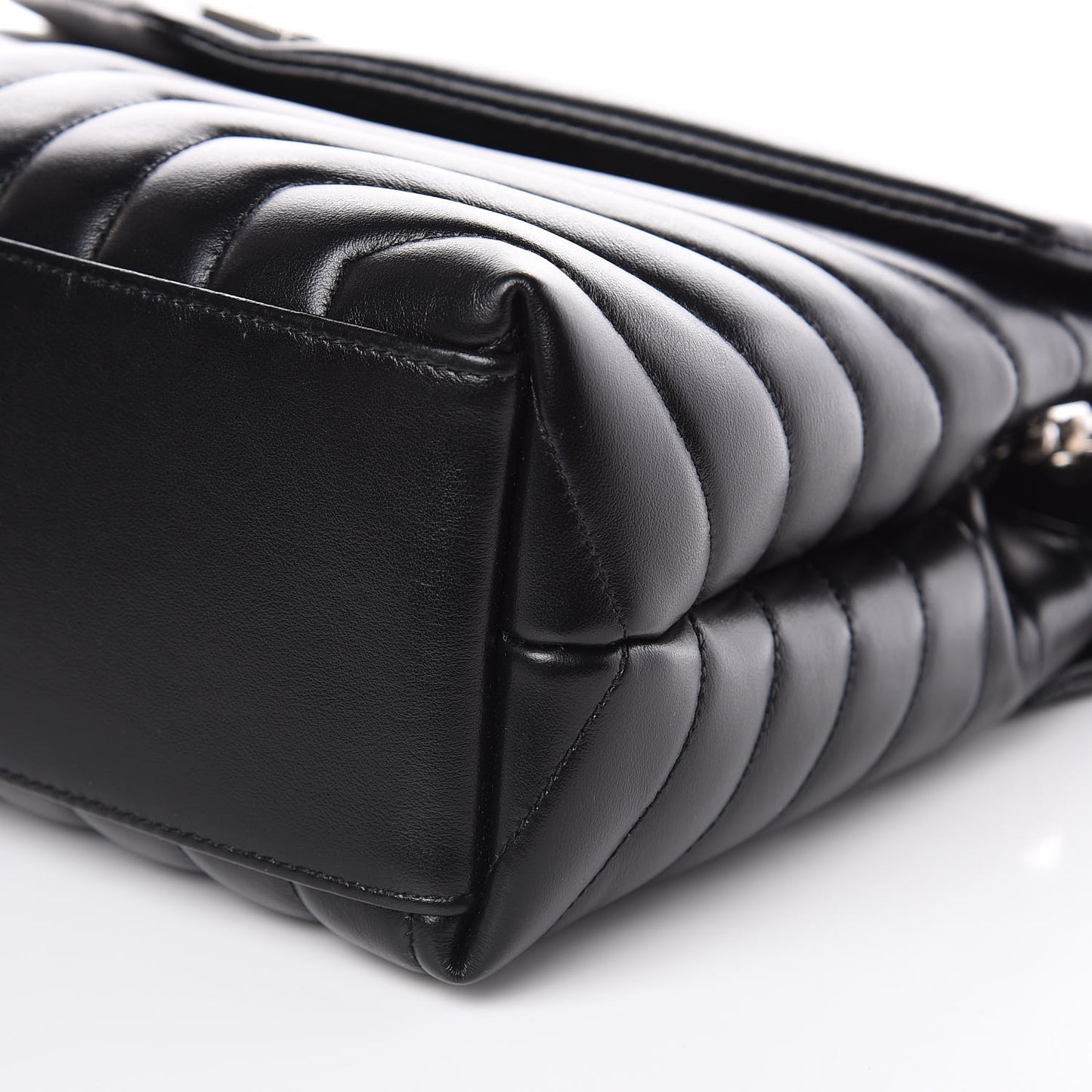 Calfskin Y Quilted Monogram Medium Loulou Chain Satchel Black